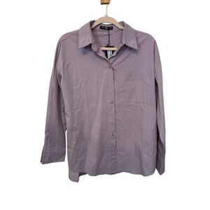 NWT Poplin Oversized Button Down Shirt Nasty Gal Prep School Country Club 2